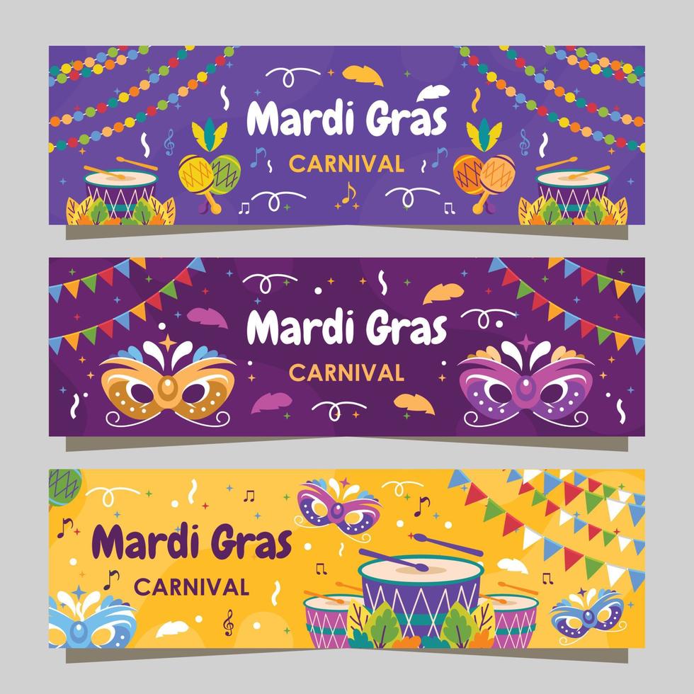 banner de carnaval de mardi gras vector