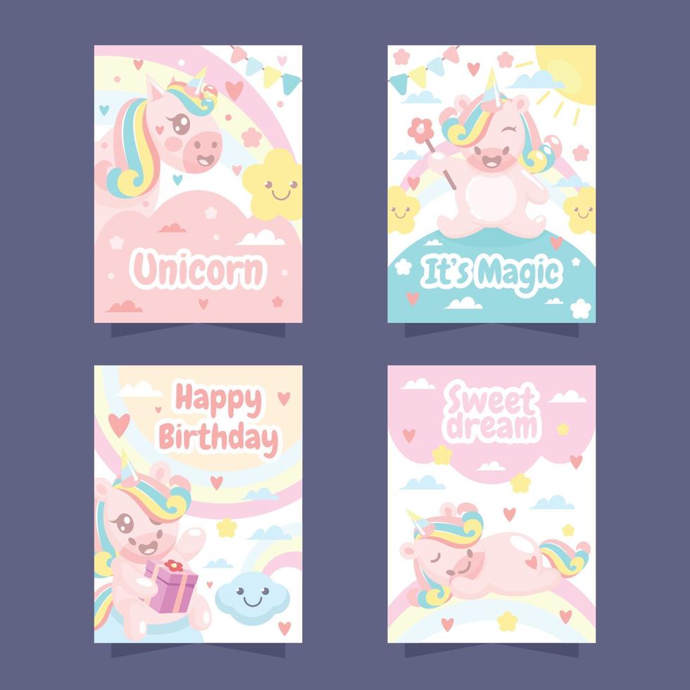 Unicorn Greeting Card Collection vector