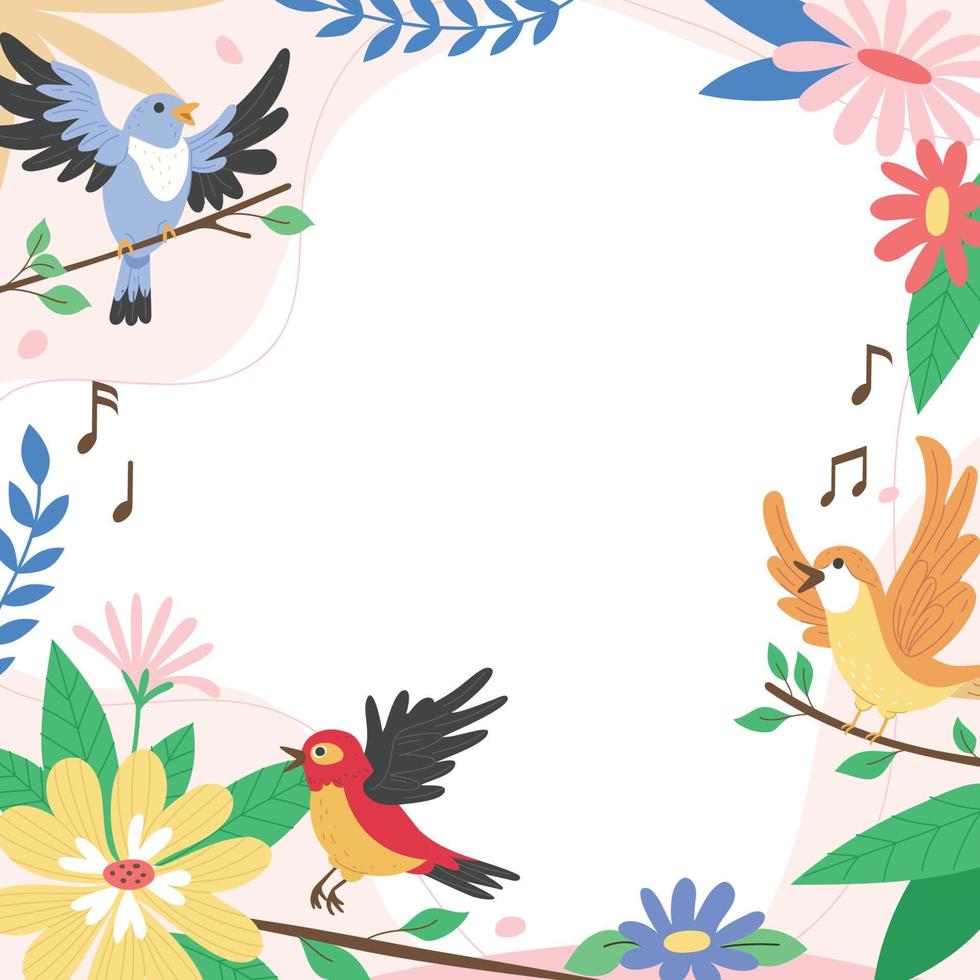 fondo de marco de pájaros cantores vector