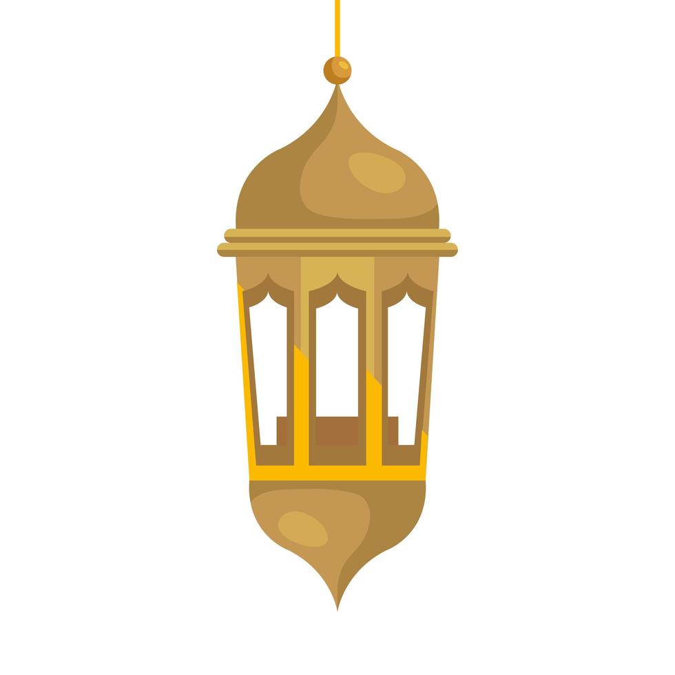 ramadan kareem farol colgando, farol dorado colgando sobre fondo blanco vector