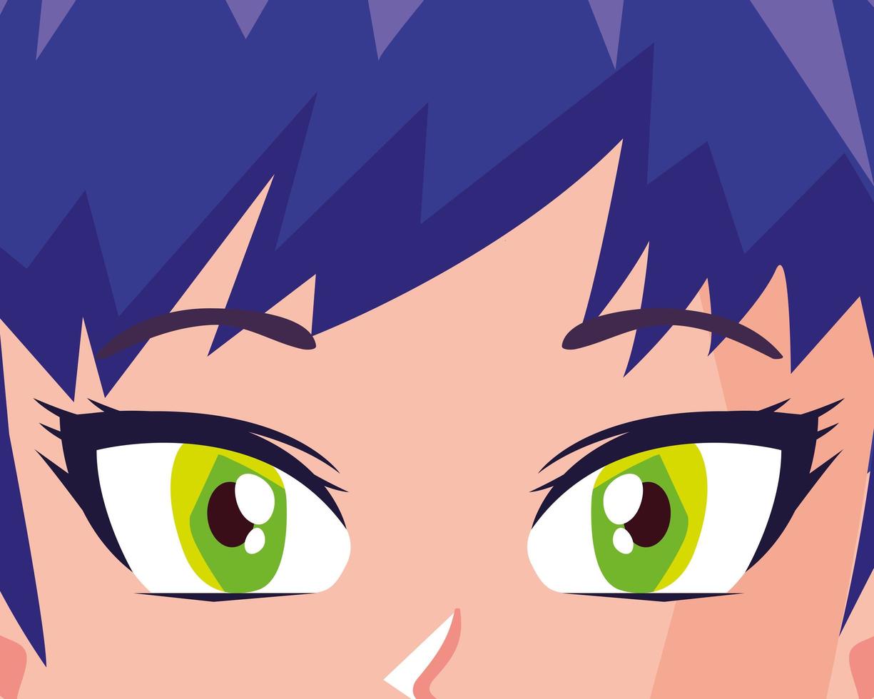 girl face with green eyes vector