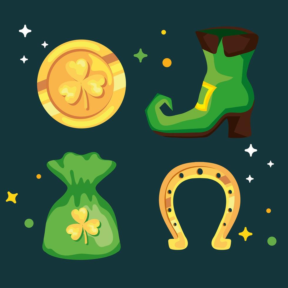 four st patricks day icons vector