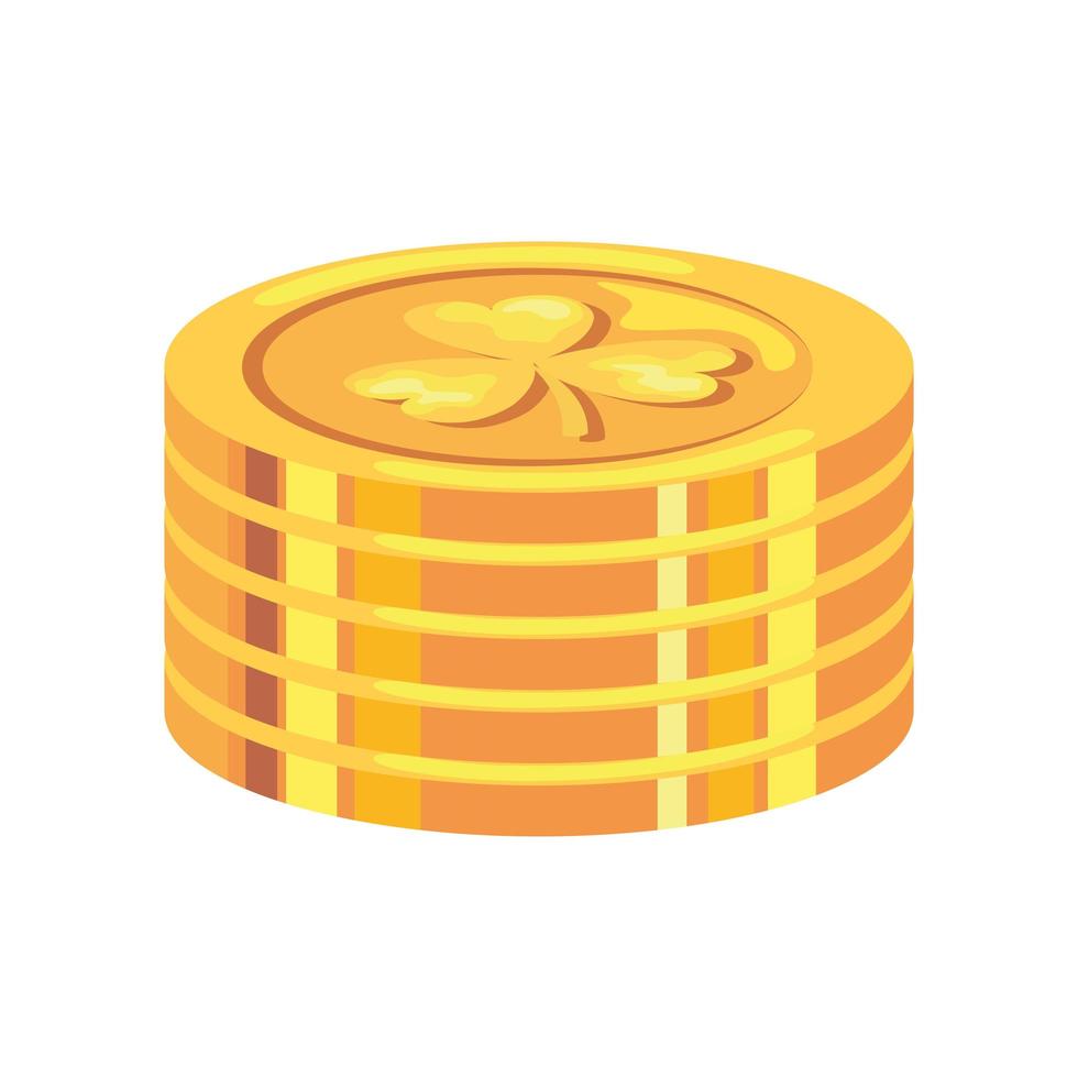 golden coins with clovers vector