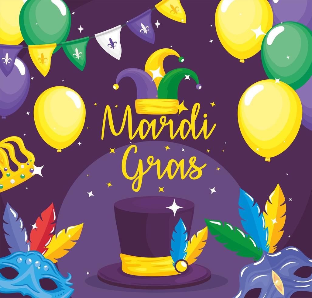 feliz tarjeta de mardi gras vector