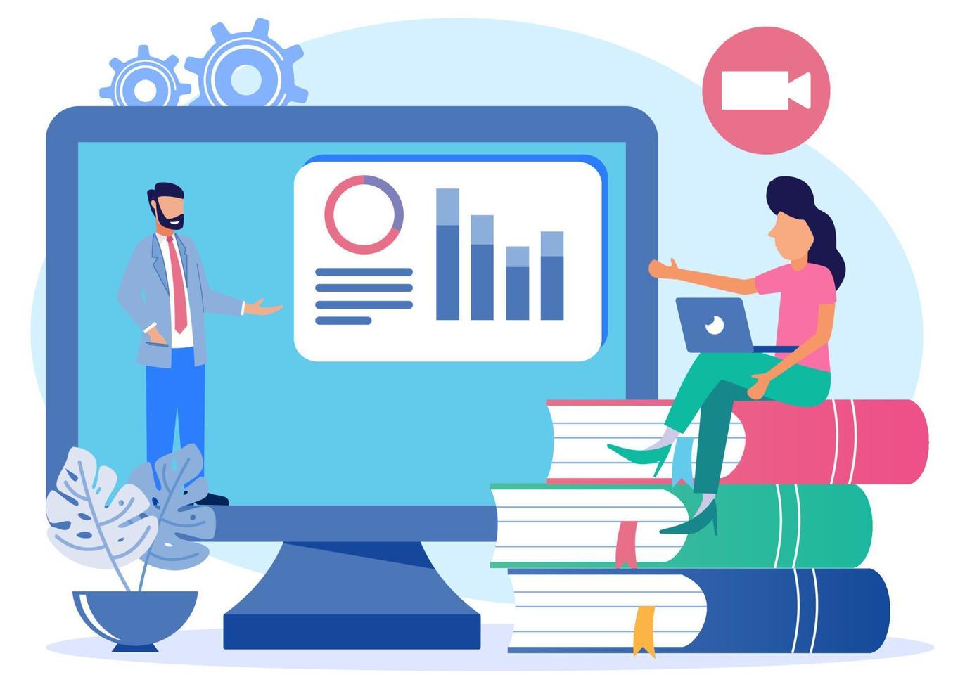 Illustration vector graphic cartoon character of business education