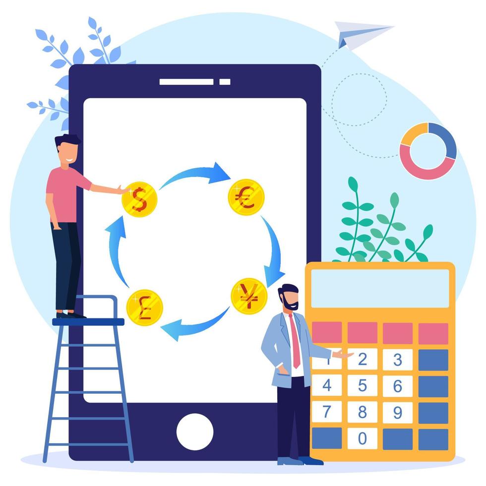Illustration vector graphic cartoon character of currency exchange