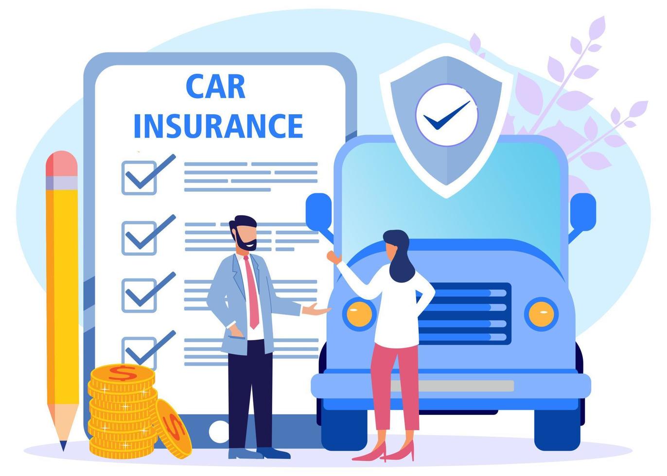 Illustration vector graphic cartoon character of car insurance