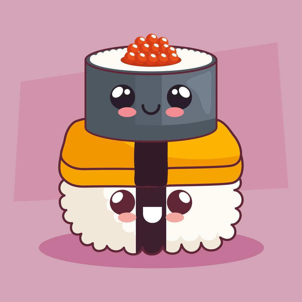 sushi kawaii personaje cómico vector