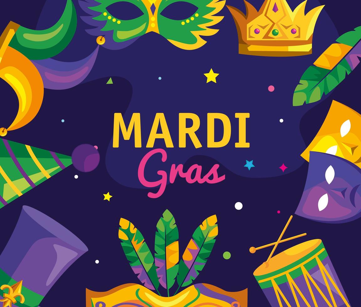 marco decorativo mardi gras vector