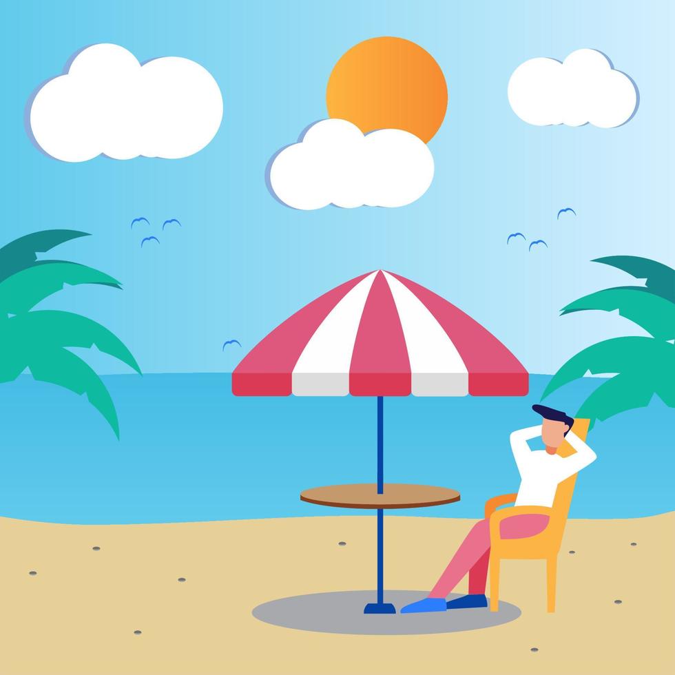 ilustración vectorial personaje de dibujos animados gráficos de vacaciones en la playa vector