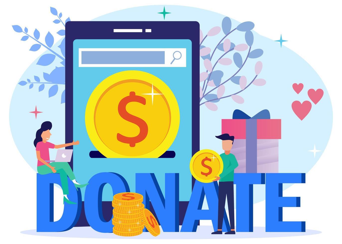 Illustration vector graphic cartoon character of online donation