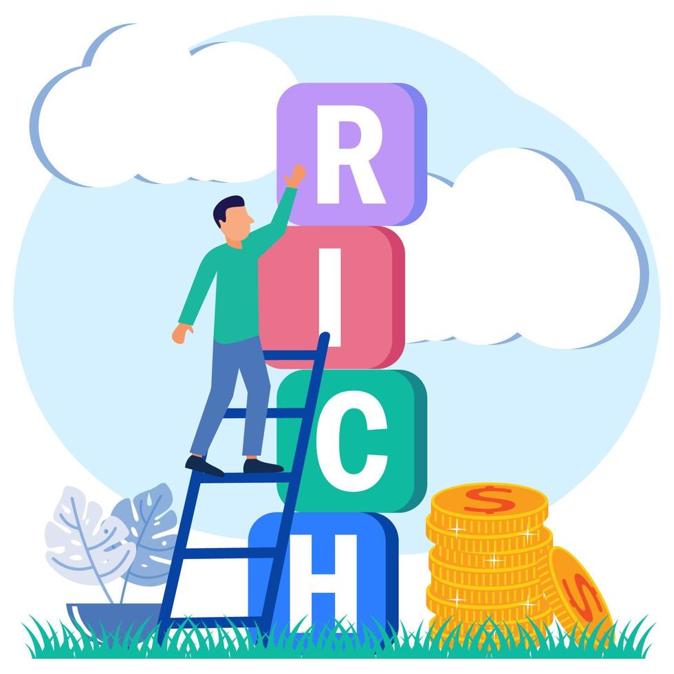 Illustration vector graphic cartoon character of rich