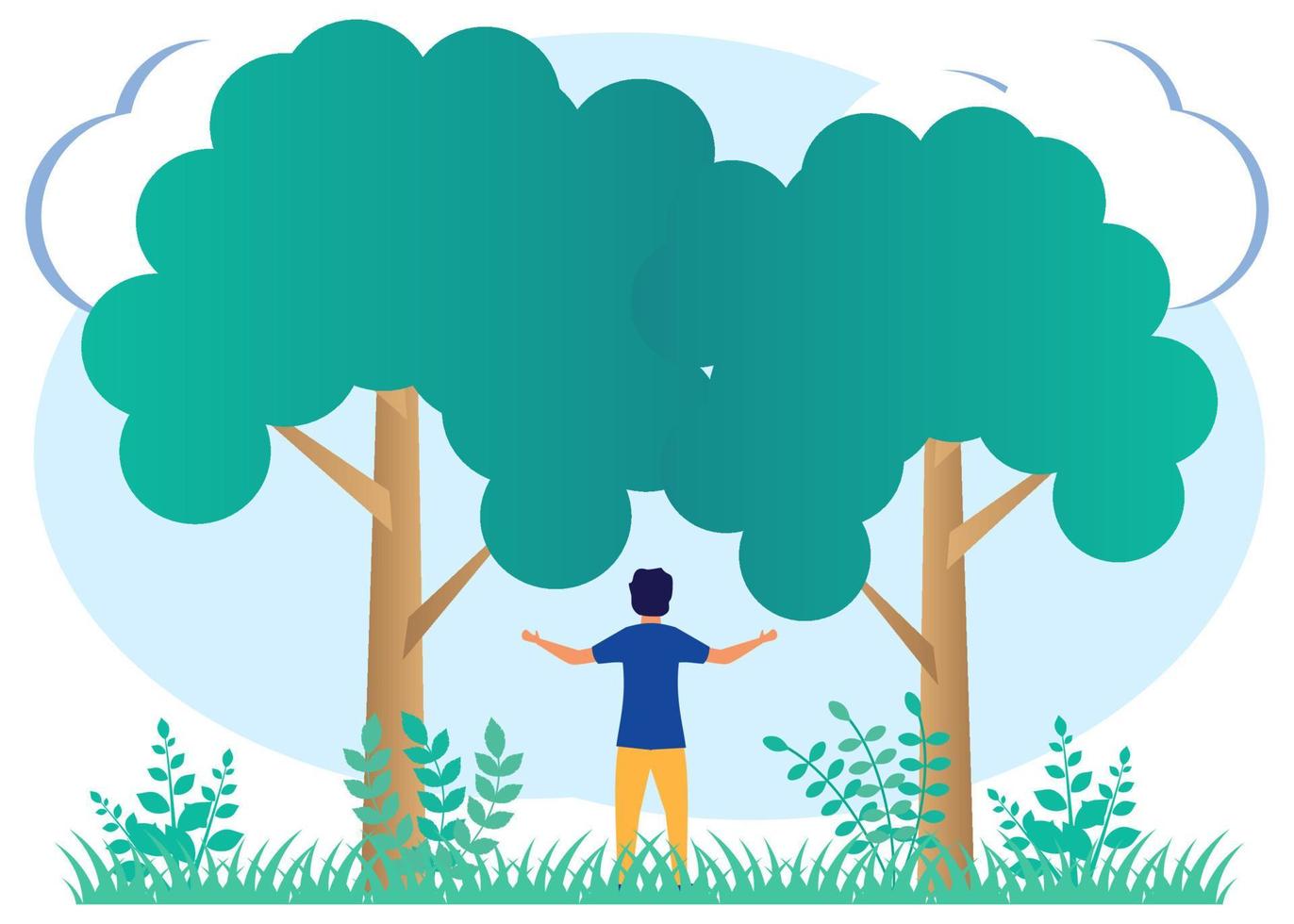 Illustration vector graphic cartoon character of Care for physical health and protect nature.