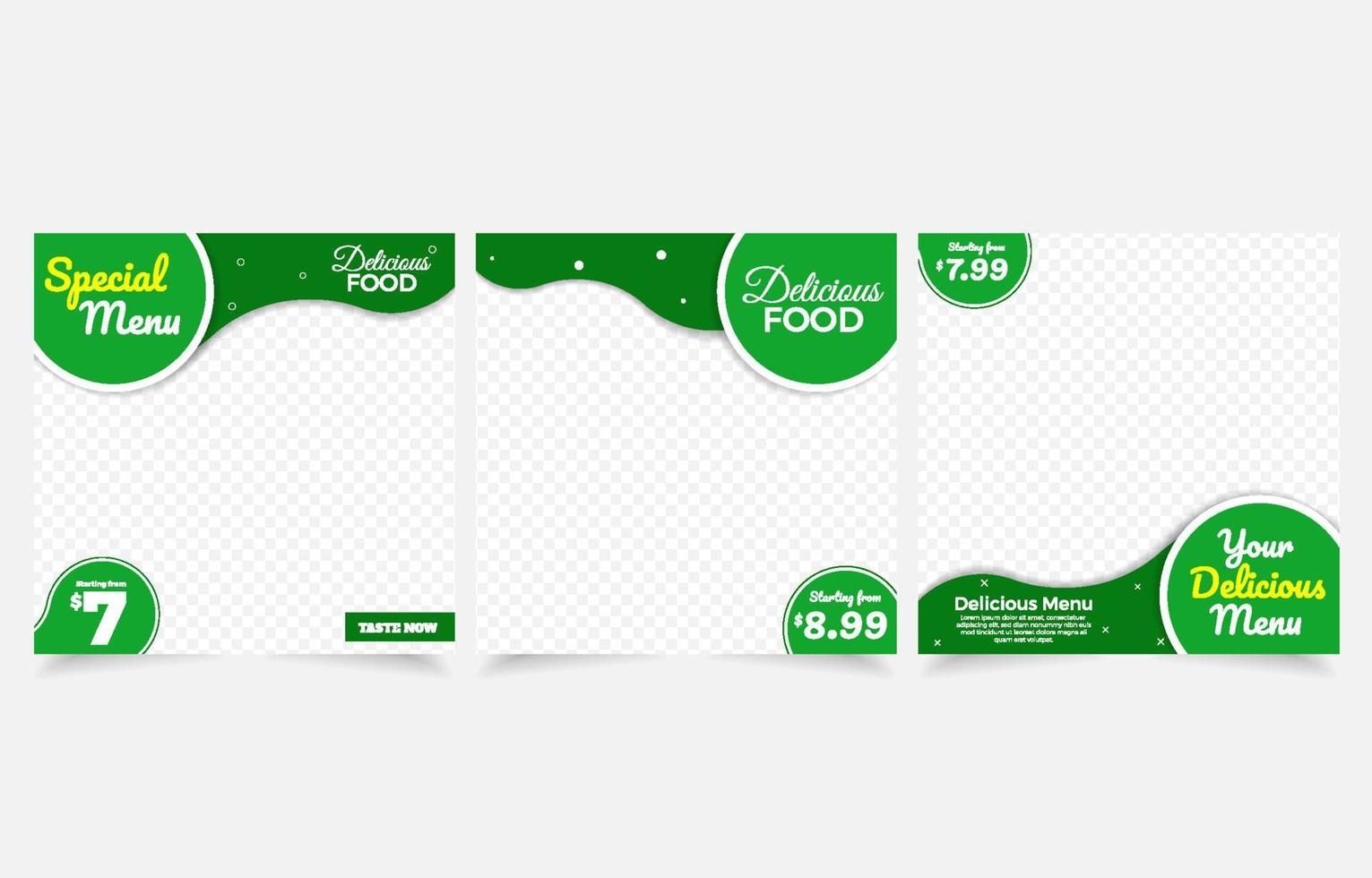 food restaurant set banner vegetable food template design vector