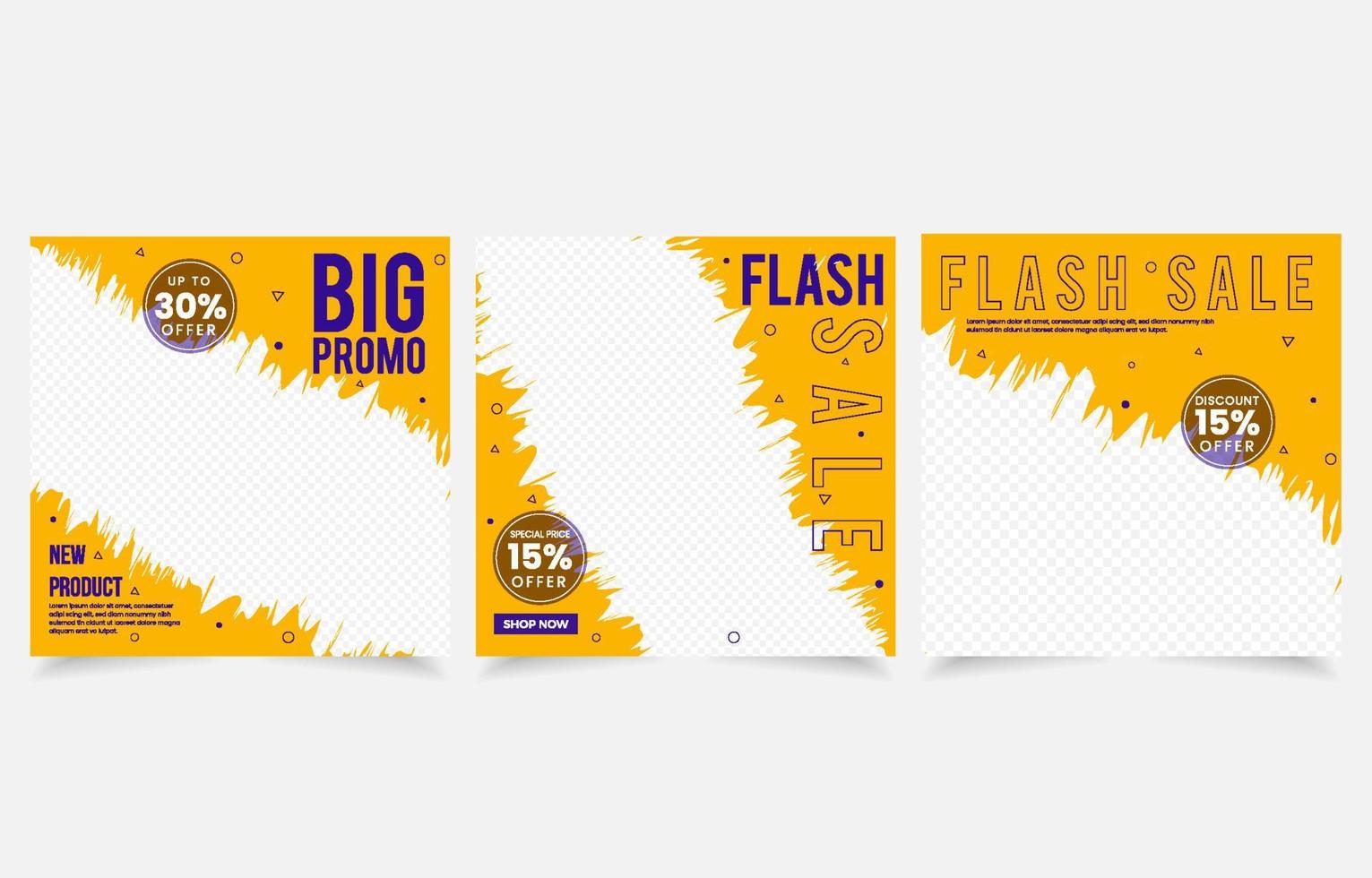 flash sale big sale promo social media post set design vector