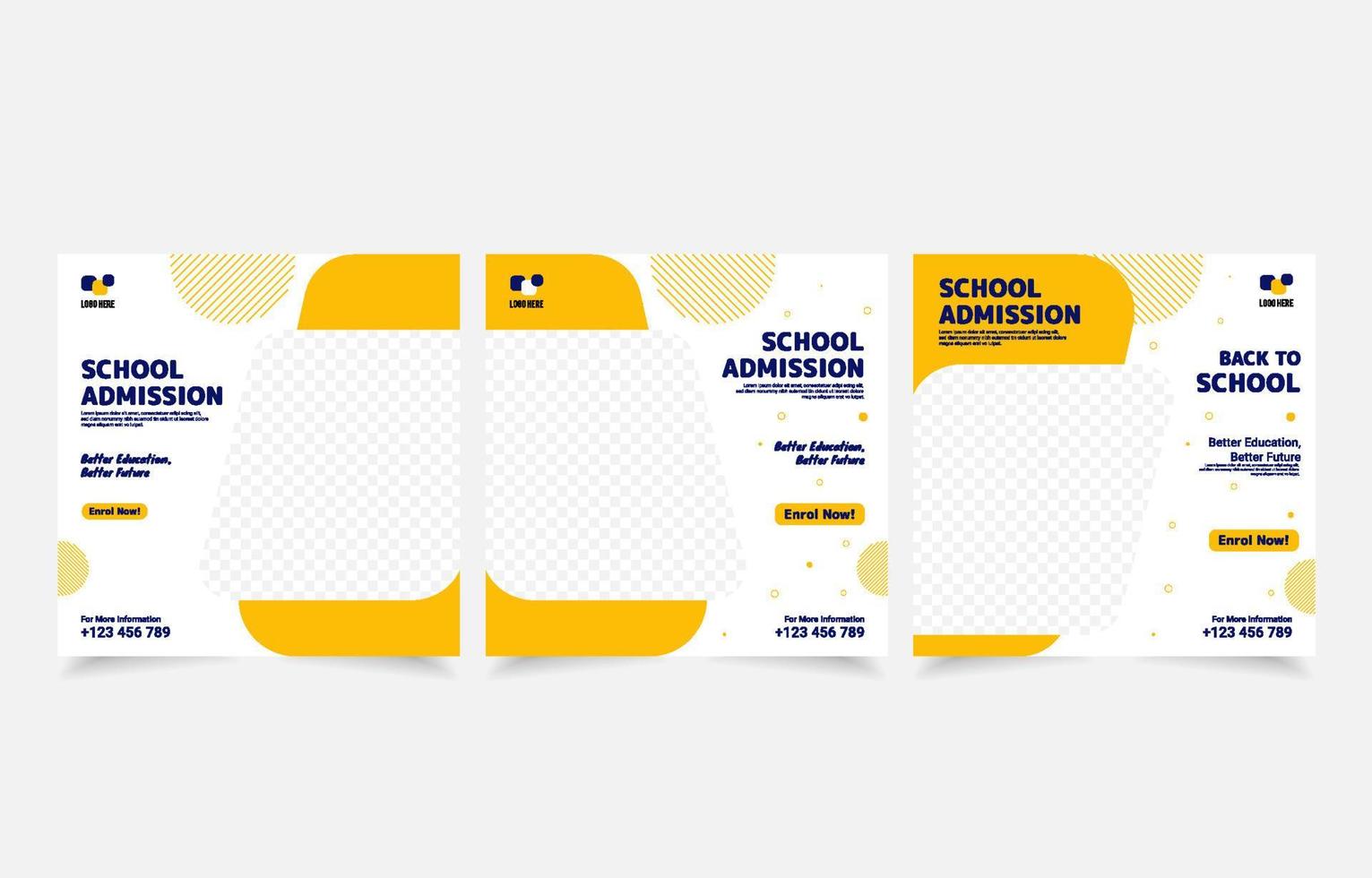 school admission banner set template social media post vector