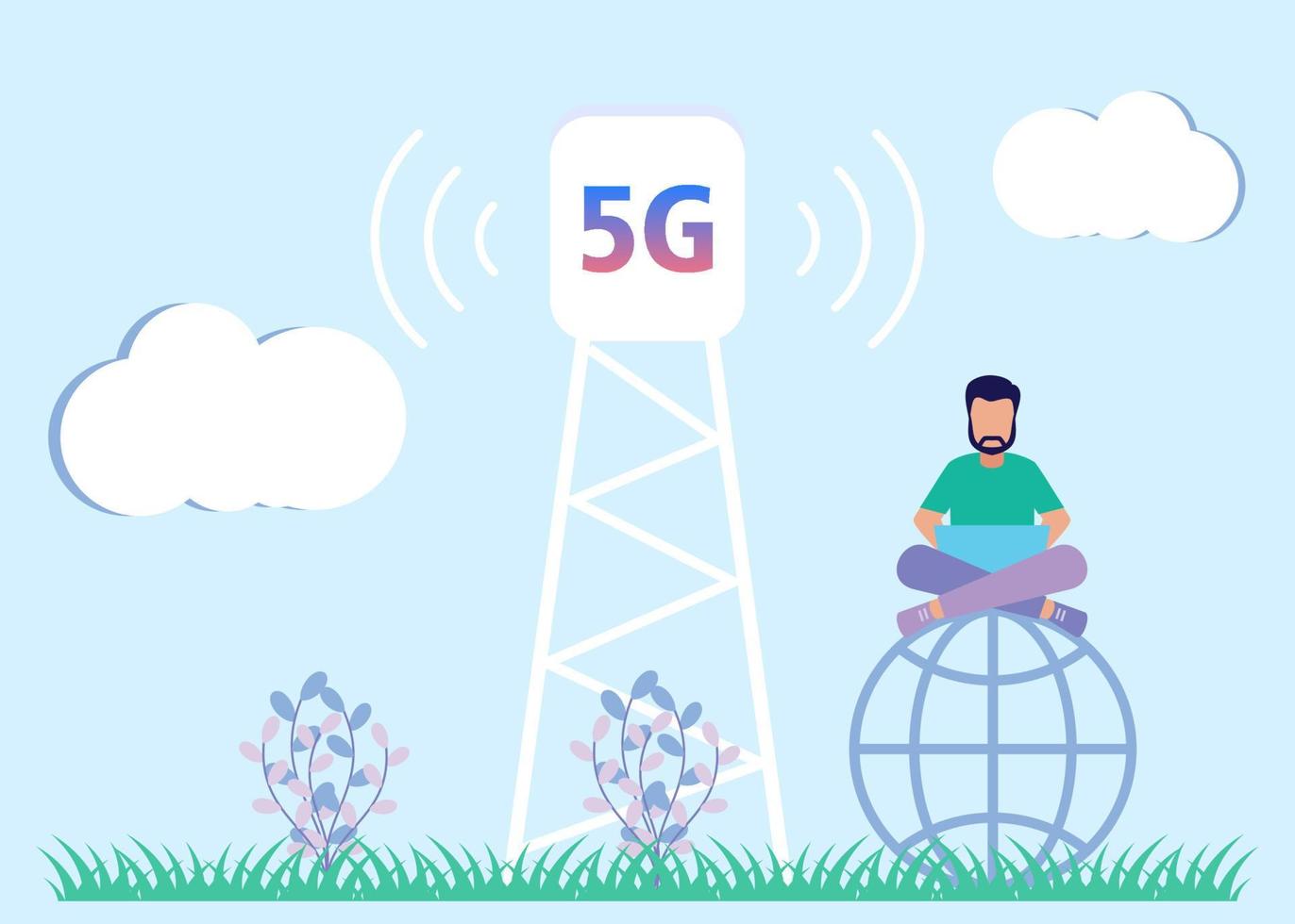 Illustration vector graphic cartoon character of 5G network