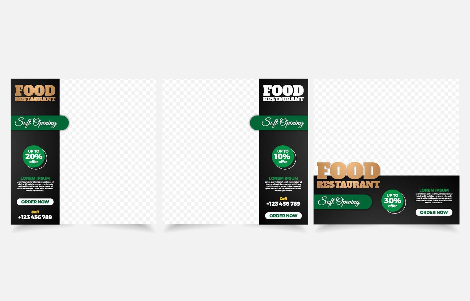 food restaurant set banner vegetable food template design vector