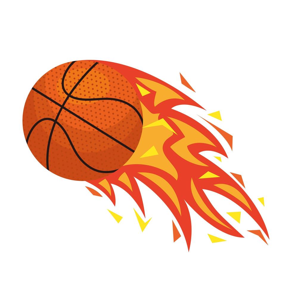ball of basketball in flaming on white background vector