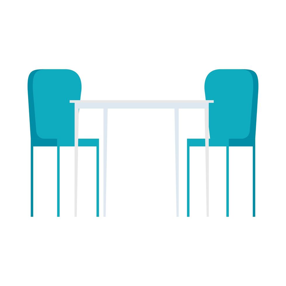 mesa con muebles de sillas, sobre fondo blanco vector