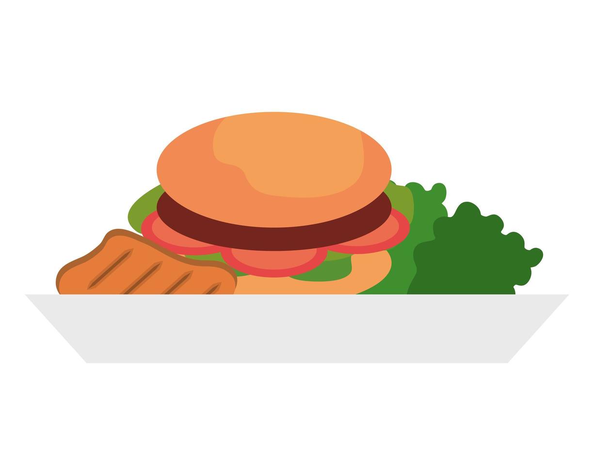 tasty hamburger, fast food, on white background vector