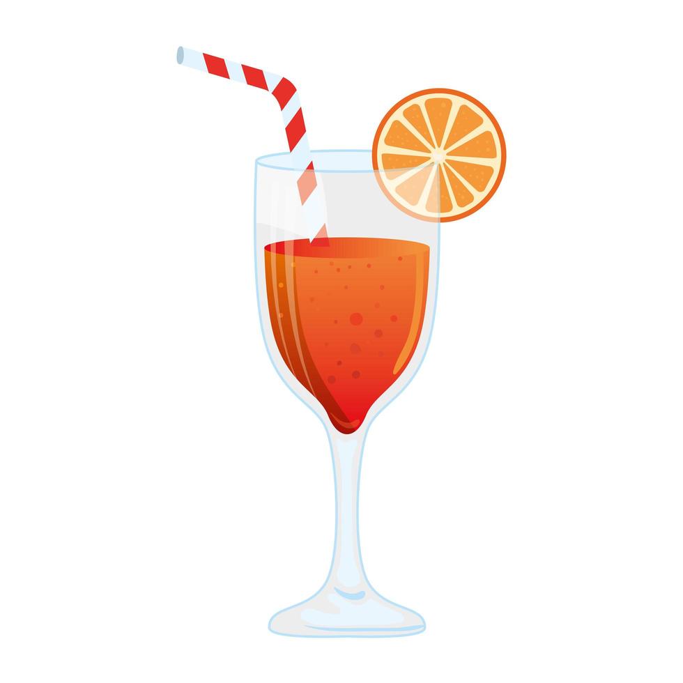 cocktail glass, refreshing coctail with orange slice vector