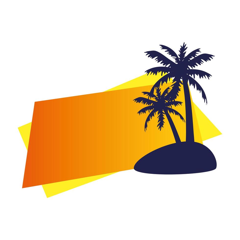 tropical palm silhouette on white background vector