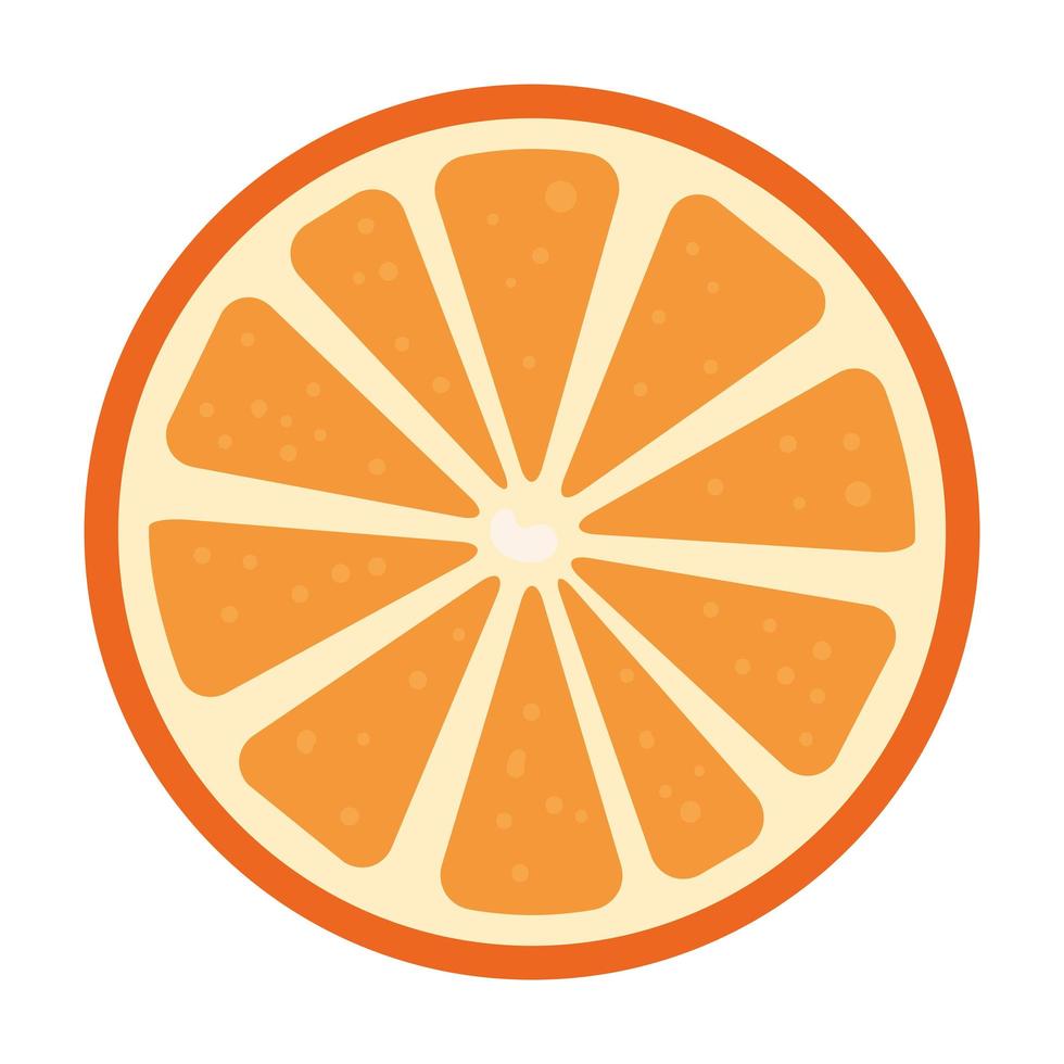 Rodaja de naranja cítricos sobre fondo blanco. vector