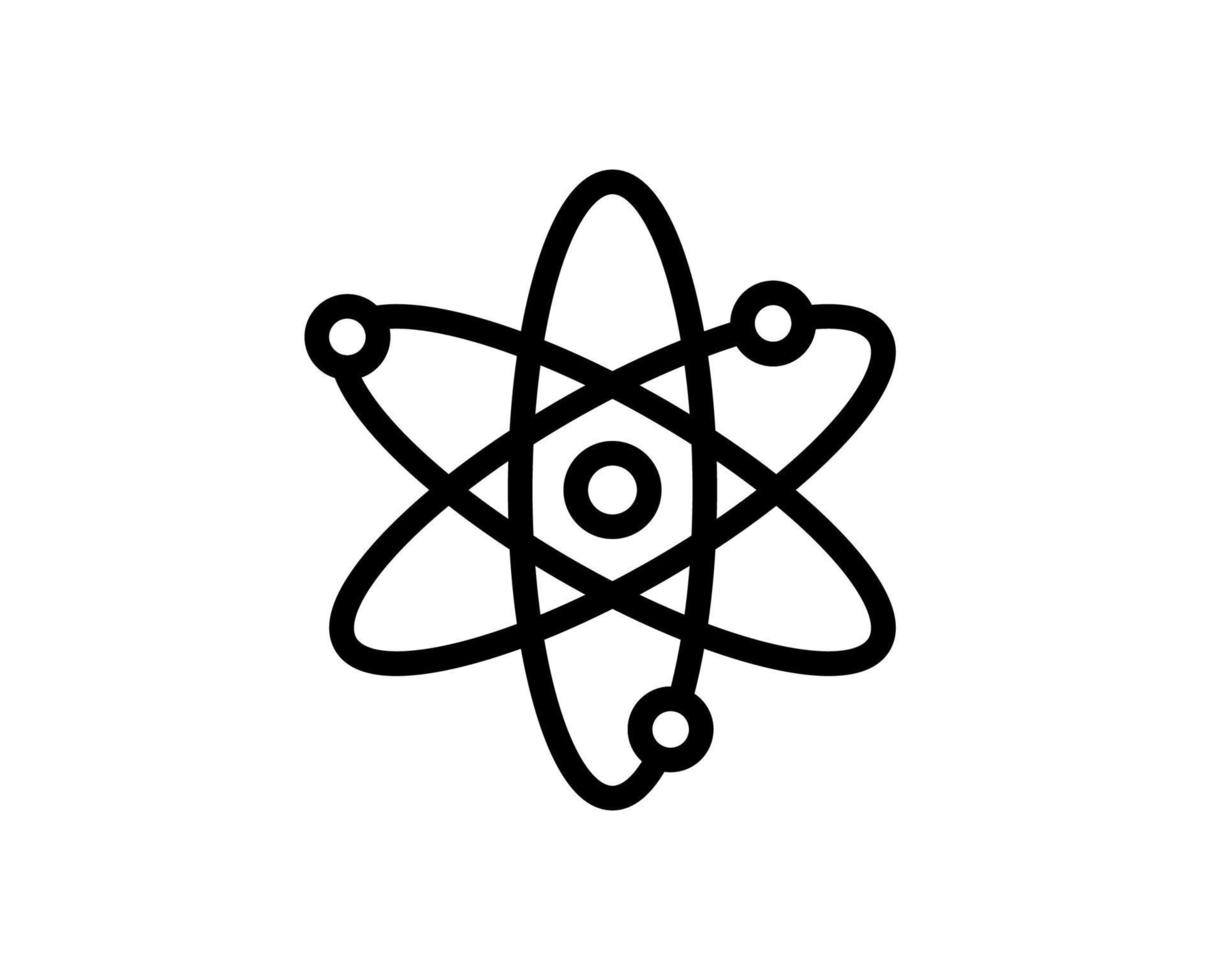 Education linear icon. Atom. Thin line customizable illustration. Contour symbol. Vector isolated outline drawing. Editable stroke