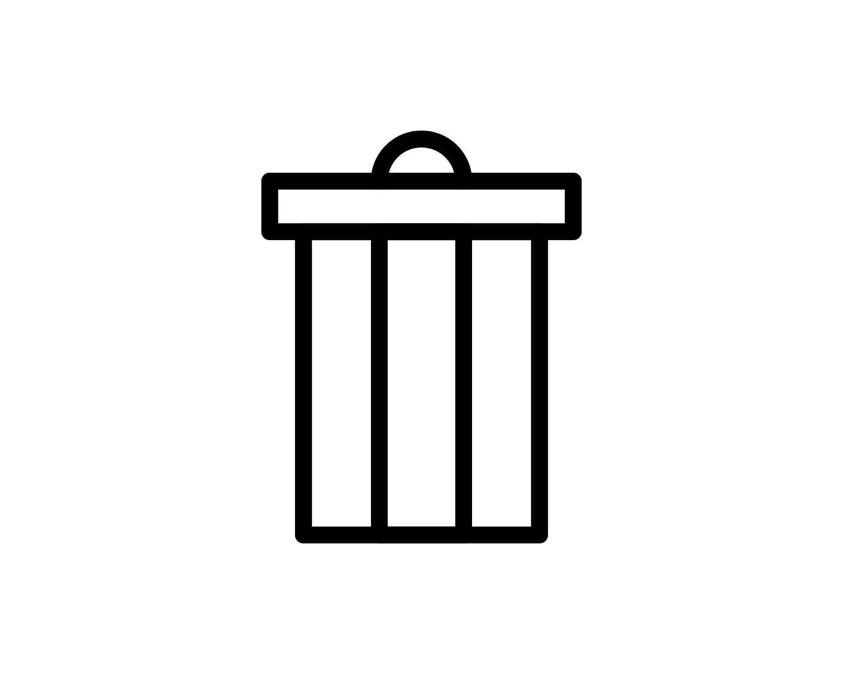 Glowing neon Trash can icon isolated on brick wall background. Garbage bin sign. Recycle basket icon. Office trash icon. Vector Illustration.