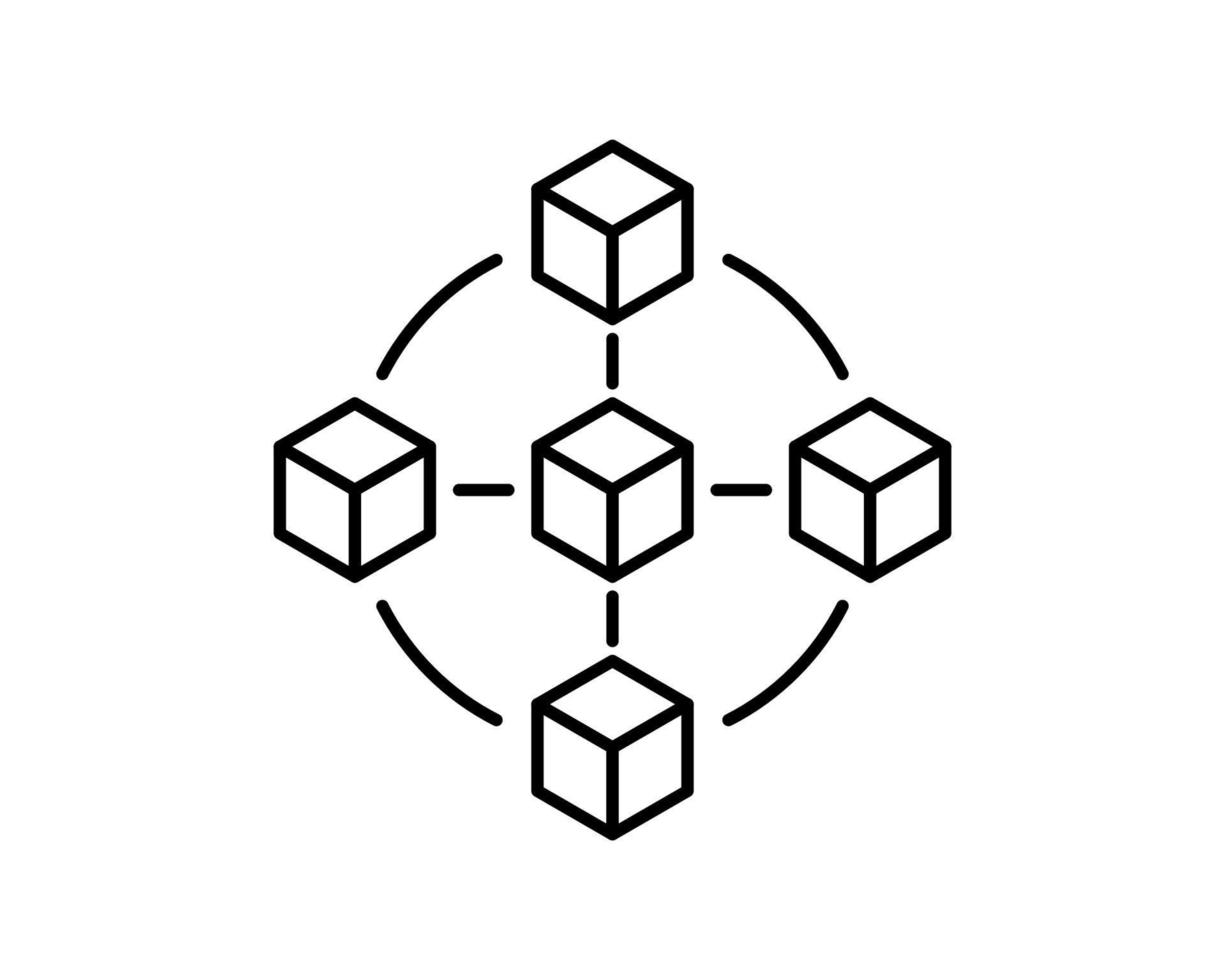 icono moderno de la tecnología blockchain. símbolo de cadena de bloque vectorial o elemento de logotipo en estilo de línea delgada vector