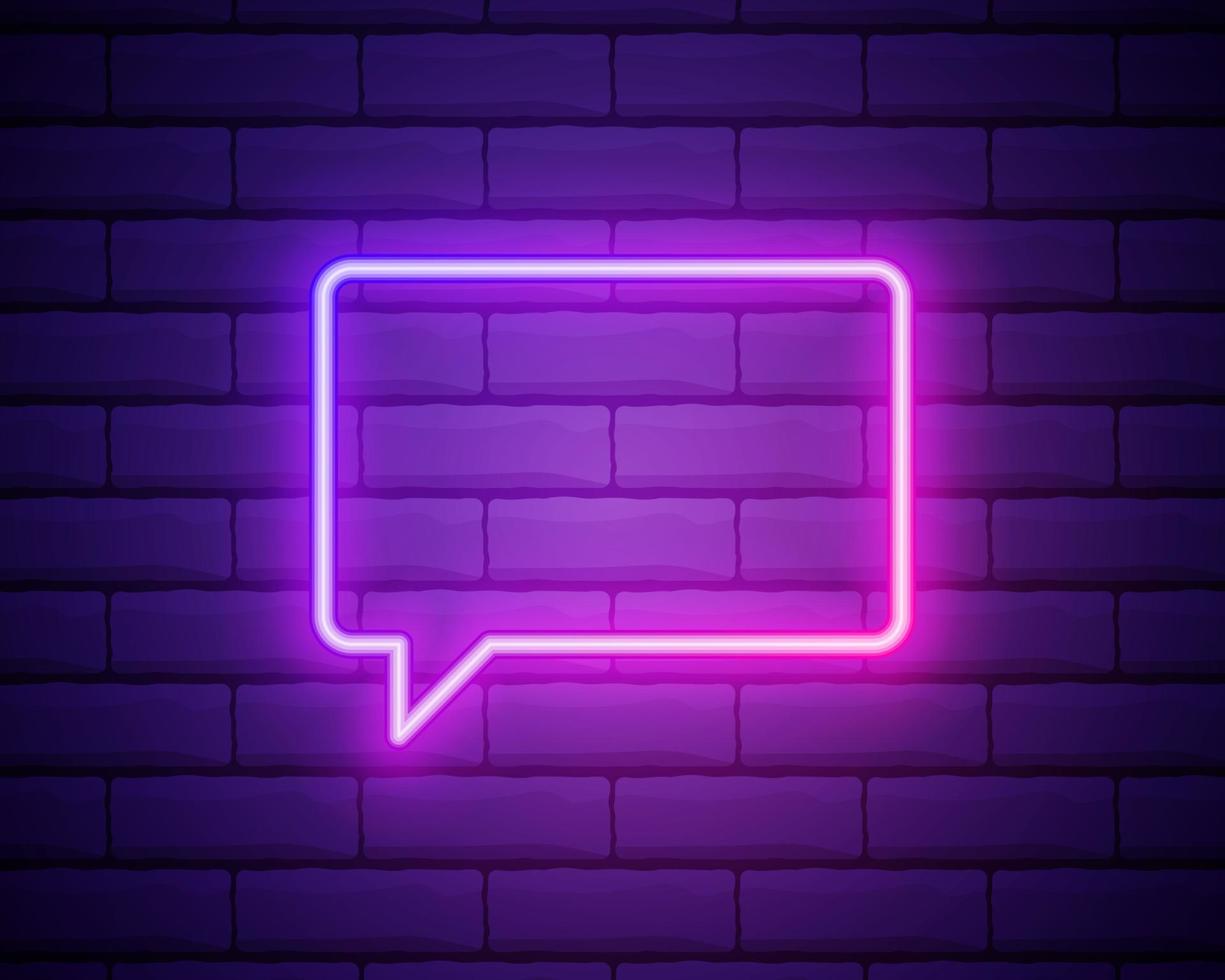 Communication neon sign. Luminous signboard with speech clouds. Night bright advertisement. Vector illustration in neon style for conversation and messaging.