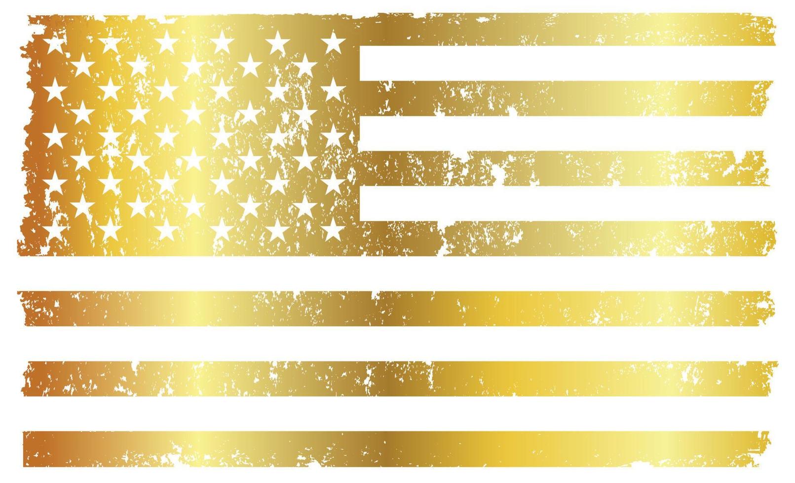 Golden American flag in grunge style vector
