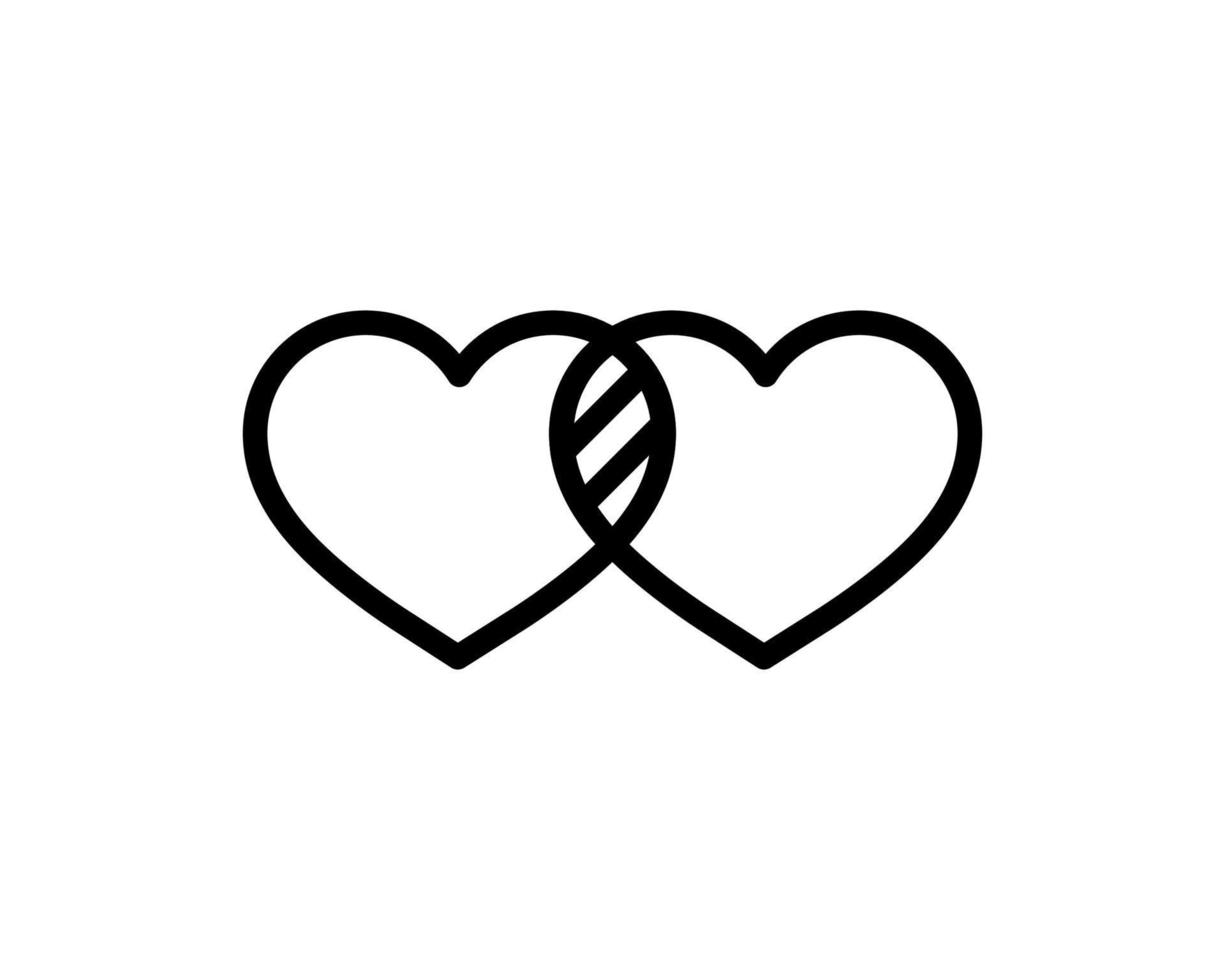 Two linked hearts vector icon isolated on white background. Valentine's day  symbol. 5374890 Vector Art at Vecteezy