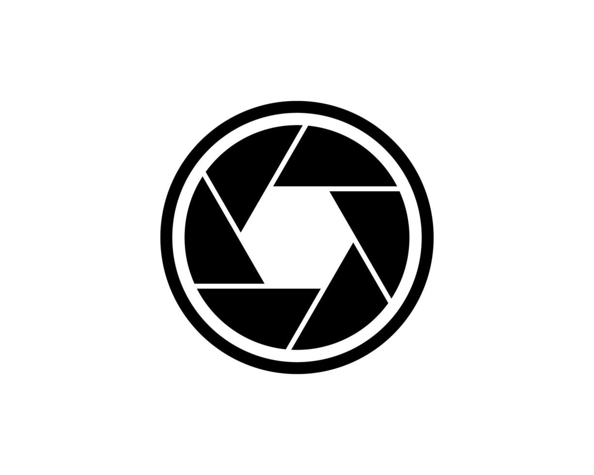 Camera shutter icon in black solid flat design icon isolated on white background vector