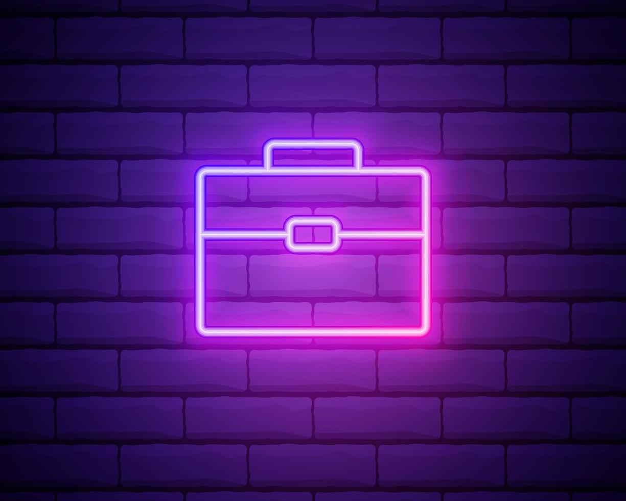 Portfolio sketch neon icon. Simple thin line, outline vector of education icons for ui and ux, website or mobile application isolated on brick wall.