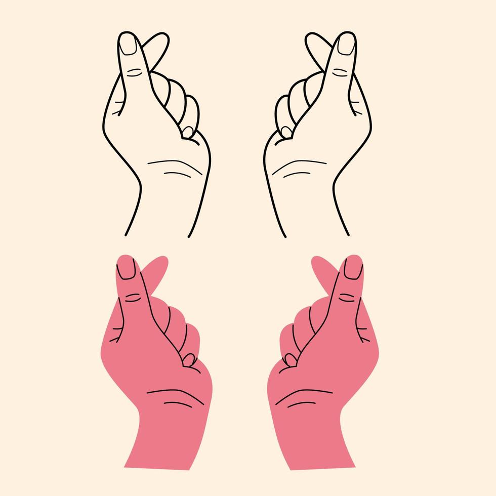 Hands making  mini heart symbol icon, logo set, vector illustration