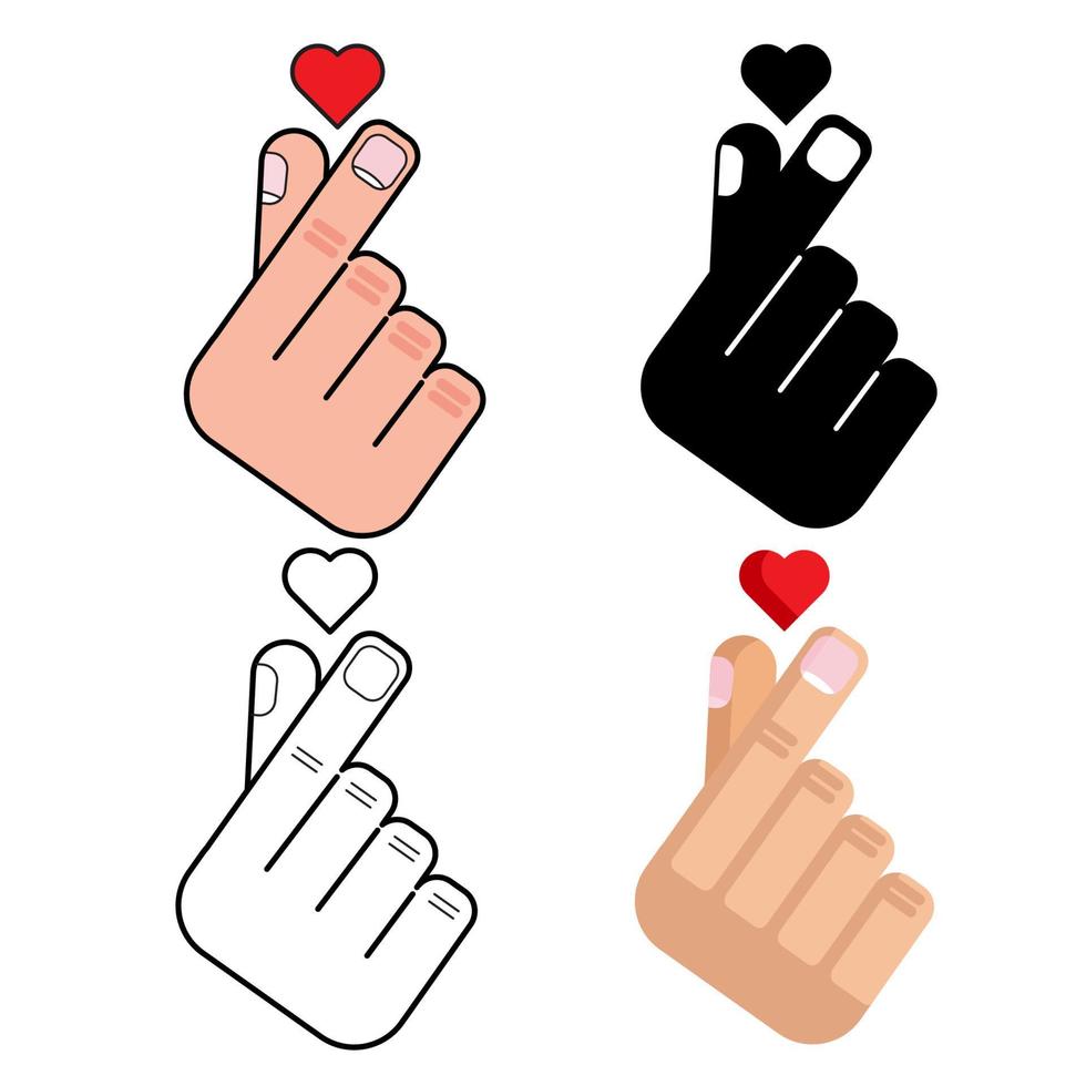 Hand making  mini heart symbol icon, logo set, vector illustration