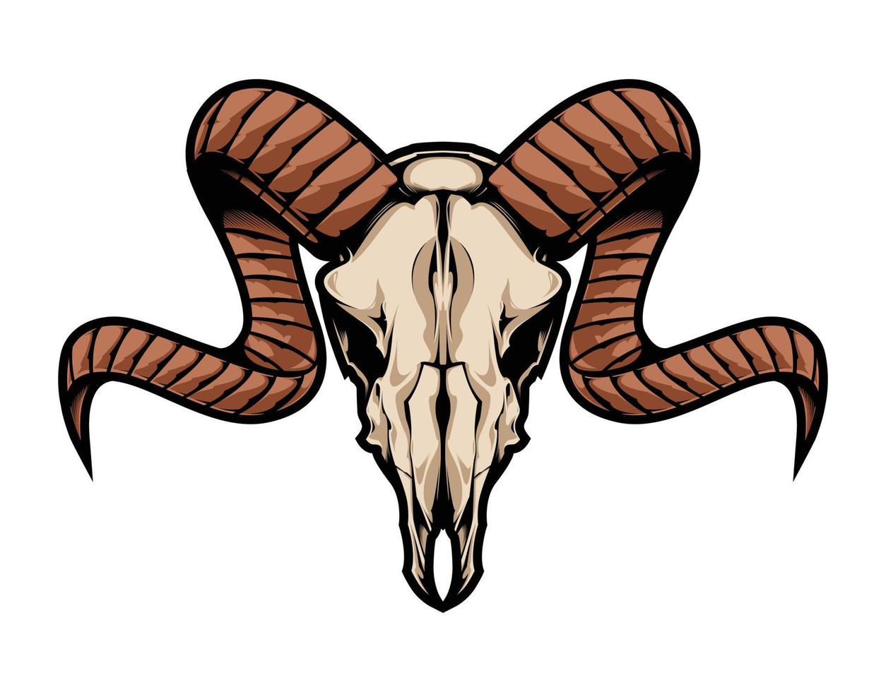 The Horned Goat Skull Vector Artwork