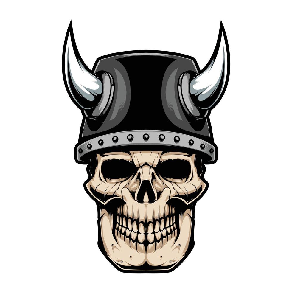 The Viking Skull with a Horned Helmet vector