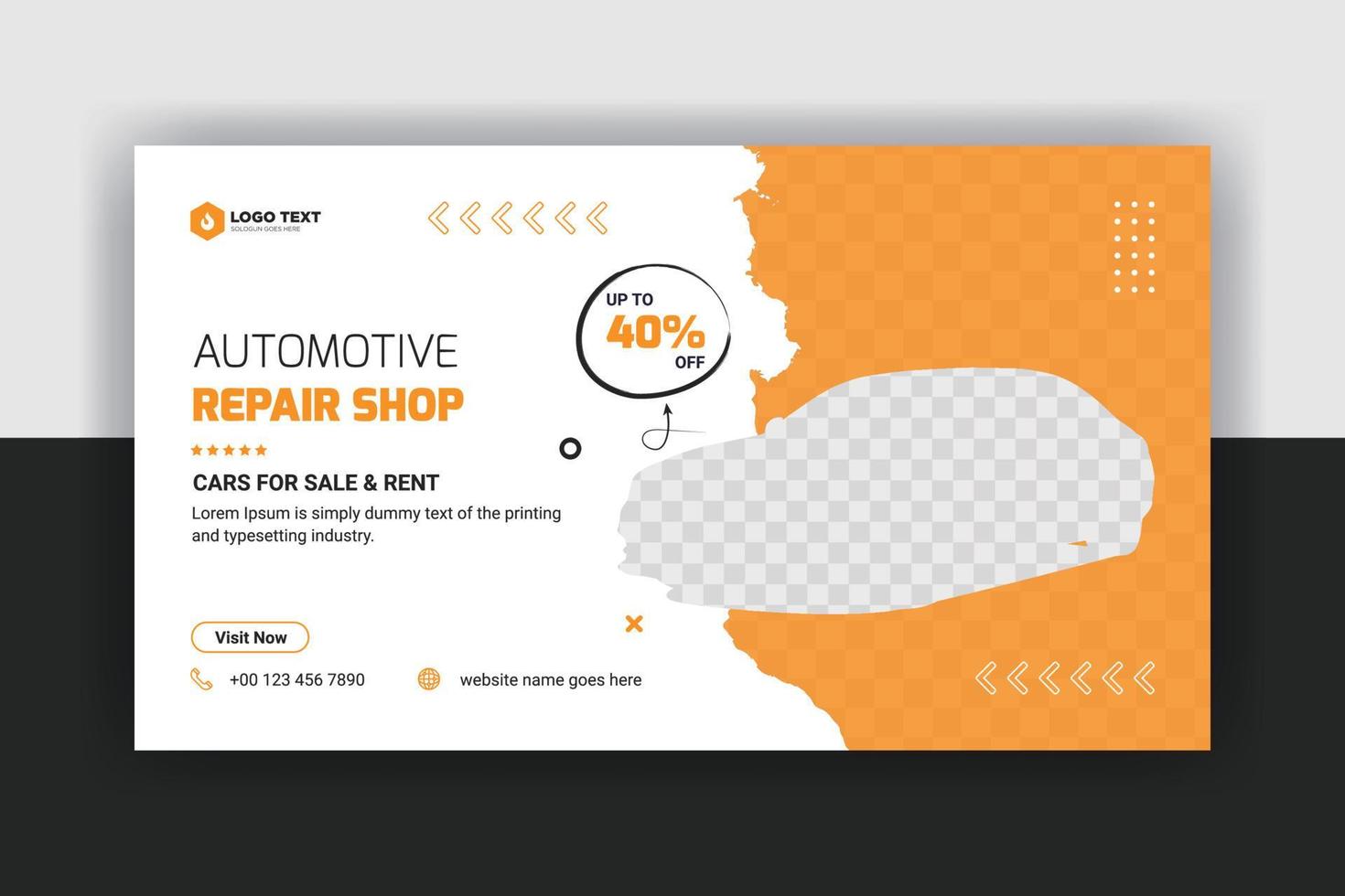 Automotive luxury car rent social media cover design, web banner and video thumbnail vector template