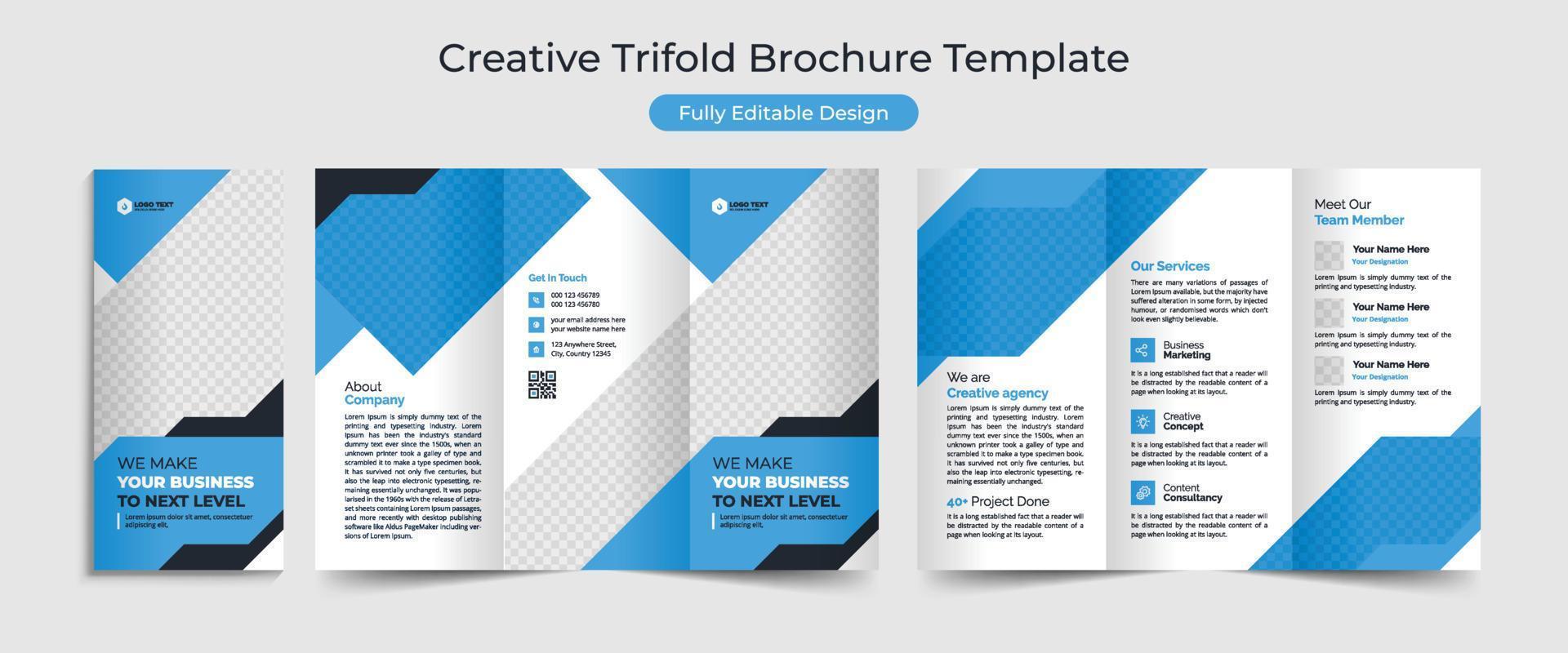 Creative Corporate Business Trifold Brochure Template Design vector