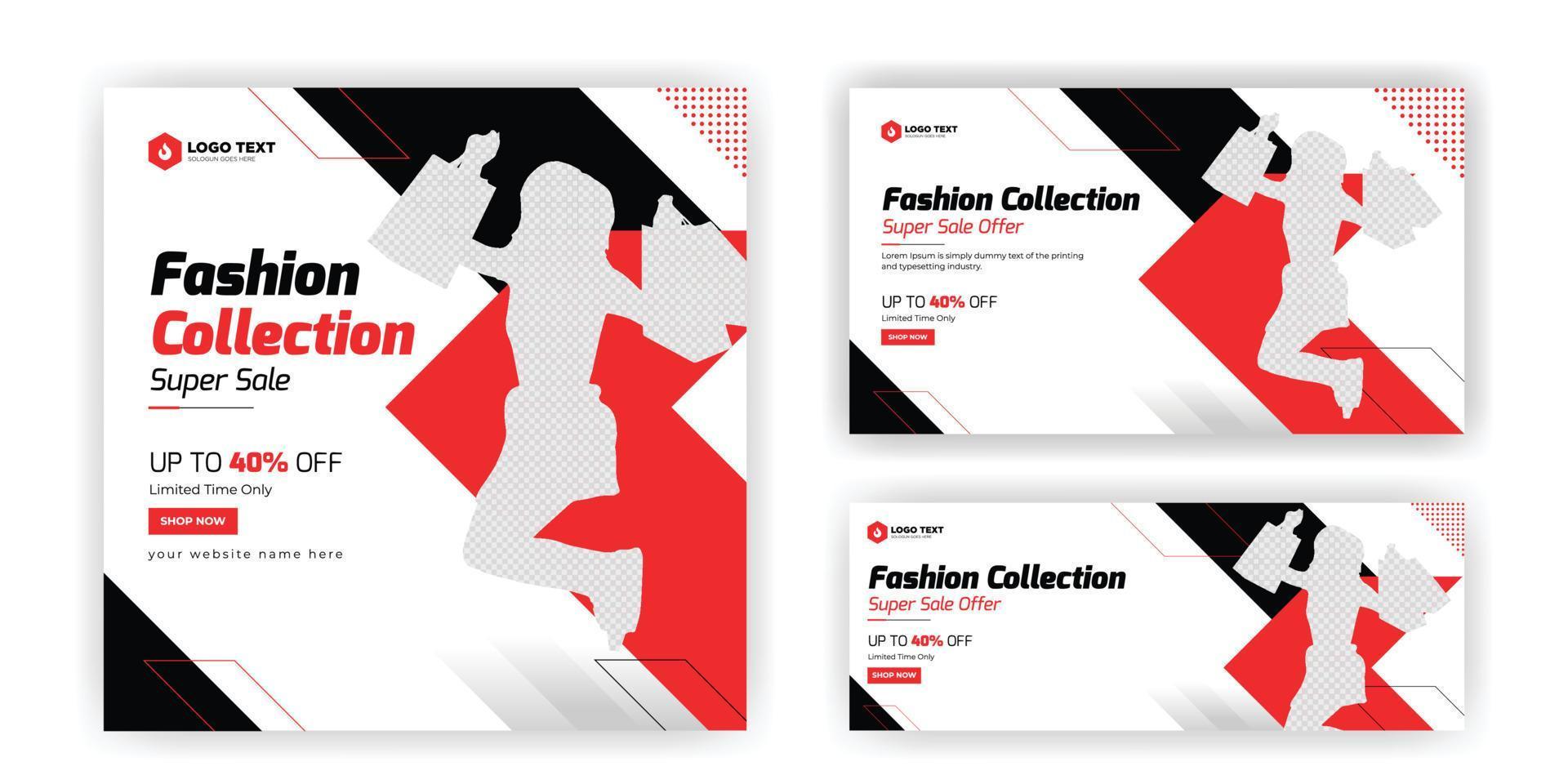 Fashion sale social media cover banner post template design vector