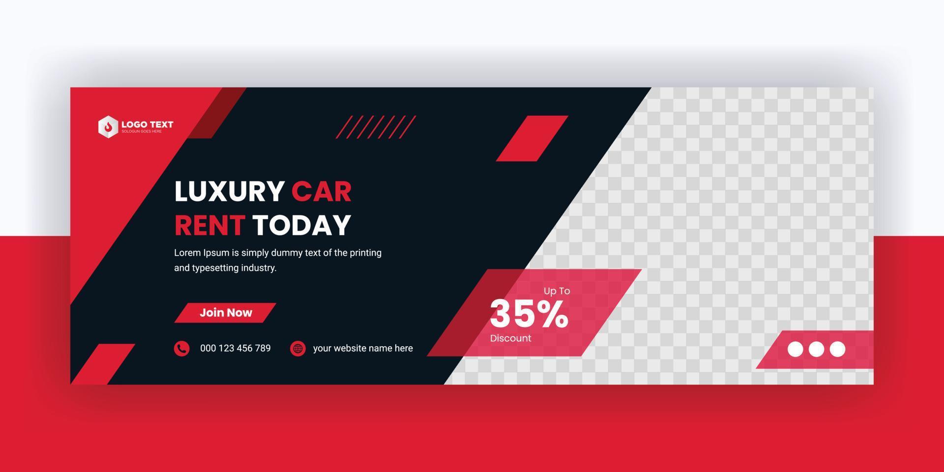 Luxury automotive car rent social media cover banner post template vector