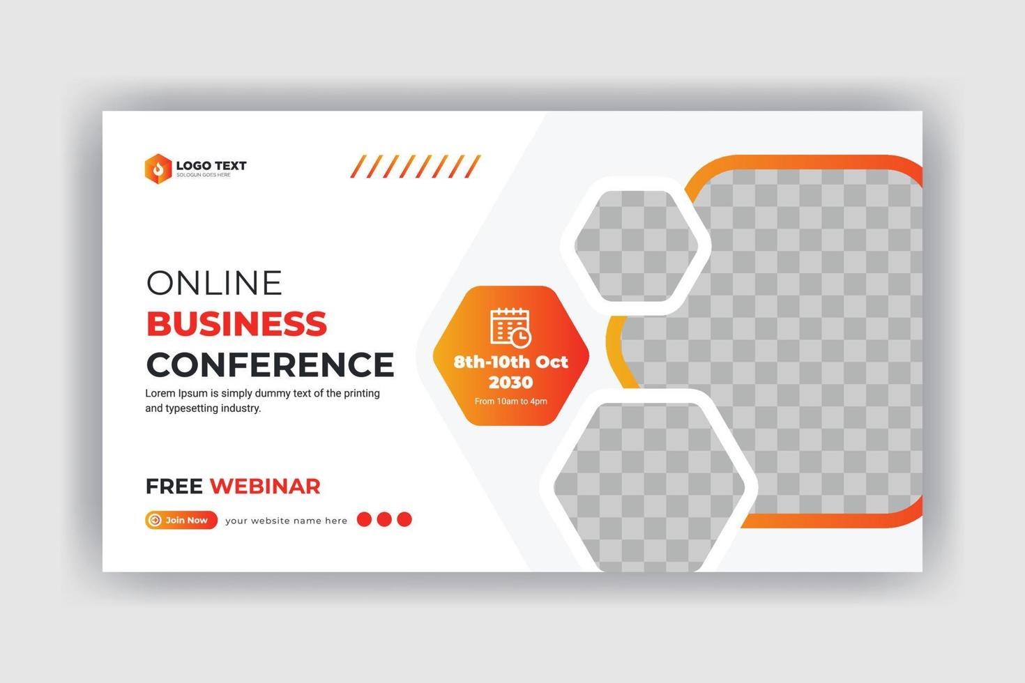 Webinar business conference web banner landing page and video thumbnail template vector