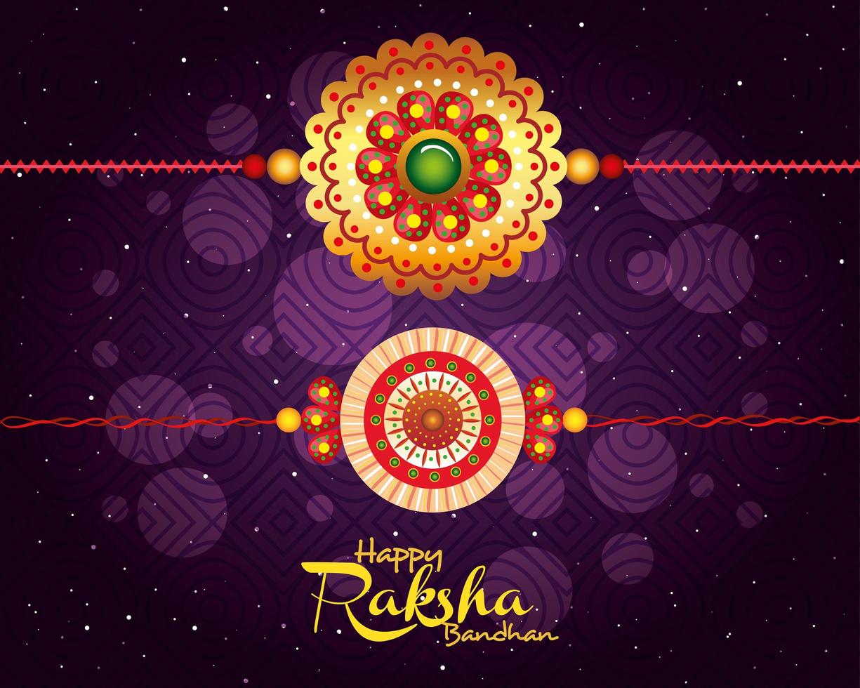 greeting card with decorative set of rakhi for raksha bandhan, indian festival for brother and sister bonding celebration, the binding relationship vector
