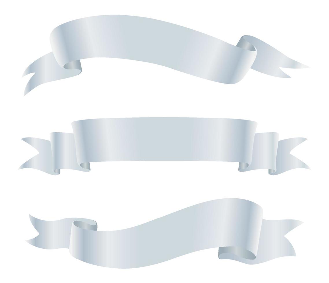 Silver ribbon banners set vector