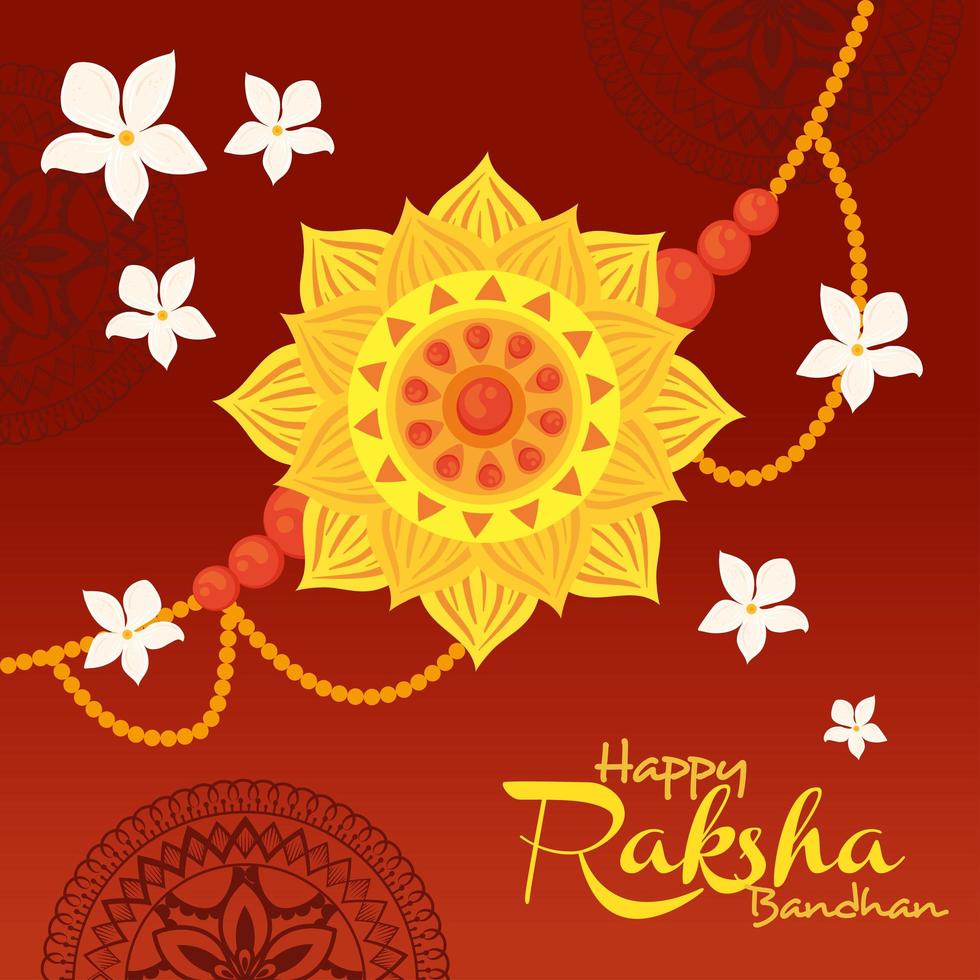 tarjeta de saludo con rakhi decorativo para raksha bandhan, festival indio para la celebración del vínculo hermano y hermana, la relación vinculante vector