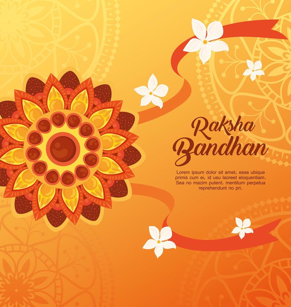 tarjeta de saludo con rakhi decorativo para raksha bandhan, festival indio para la celebración del vínculo hermano y hermana, la relación vinculante vector