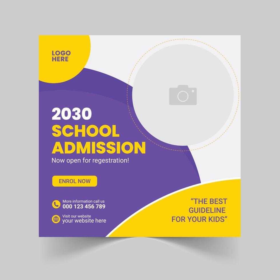 School education admission social media post and back to school web banner template vector